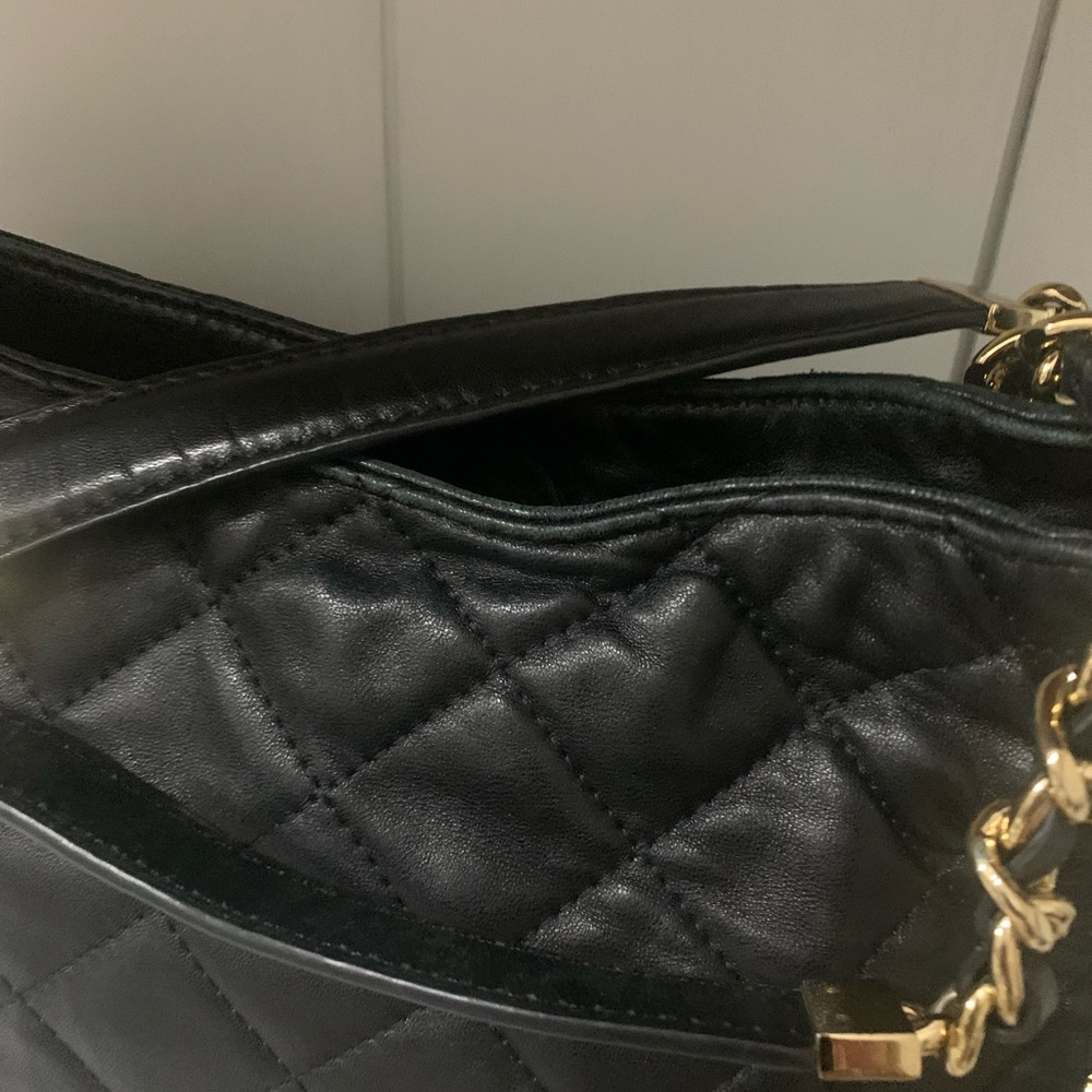 Michael Kors Black Leather Quilted Shoulder Bag with Gold Accents - Picture 6 of 11
